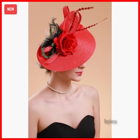 Handmade Derby Fascinator Hat with Peacock Feathers for Weddings & Parties